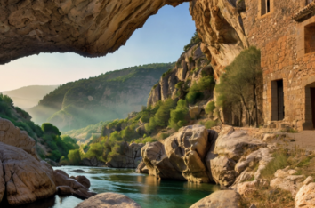 Landschaft in der Extremadura mit Fluss
