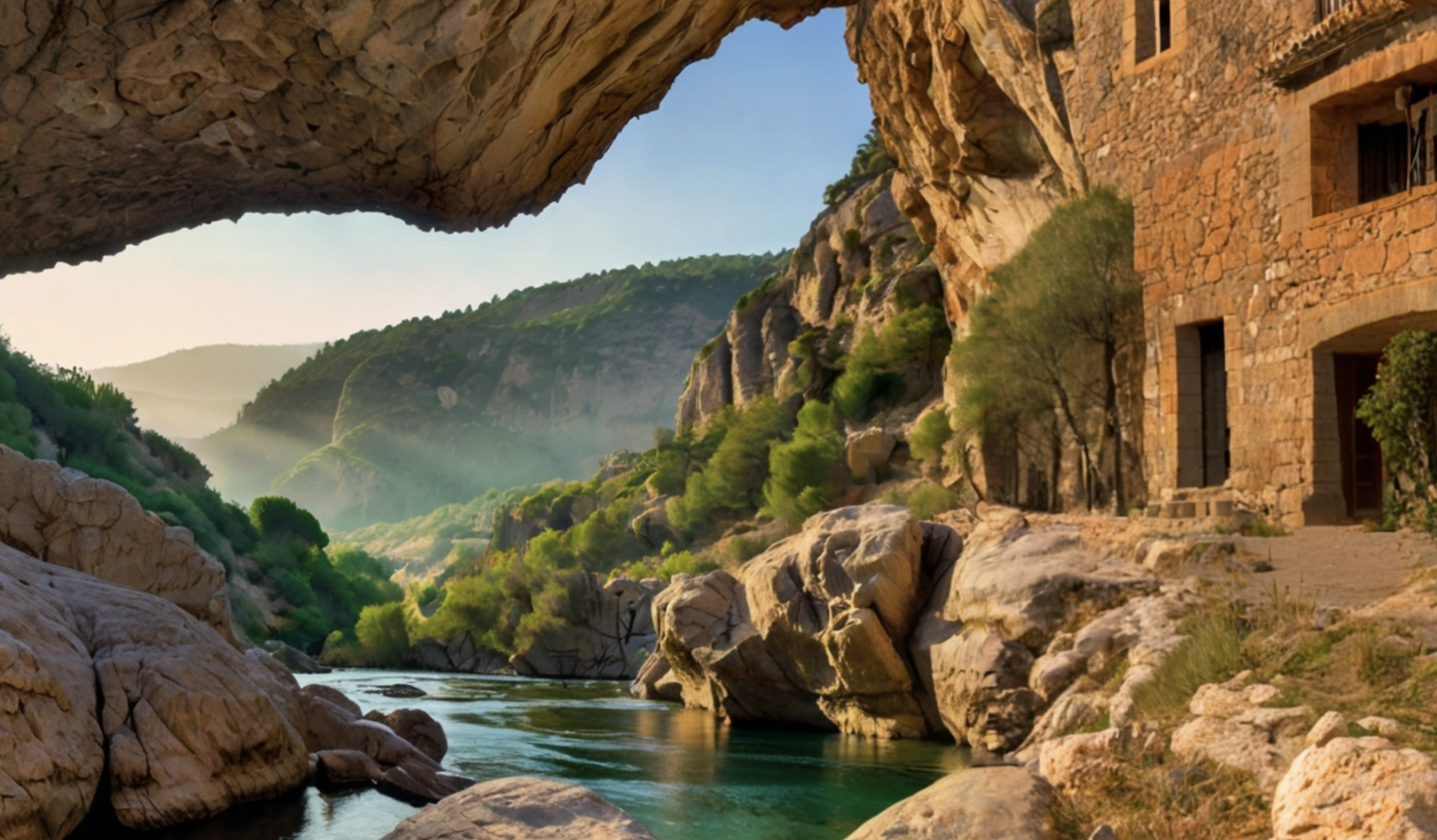 Landschaft in der Extremadura mit Fluss